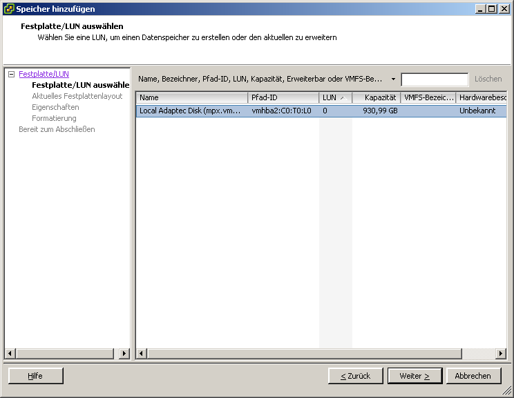 Datei:VMware-vSphere-ESXi-4.1-Speicher-hinzufuegen-03-Festplatte-LUN-auswaehlen.png