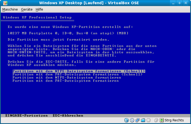 Datei:VirtualBox-3.0-Windows-XP-Gast-aufsetzen-15-Windows-XP-Partition-formatieren.png