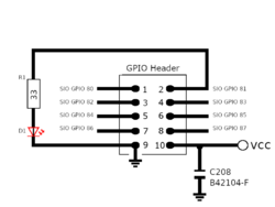 LED direkt an den GPIO Pins angeschlossen