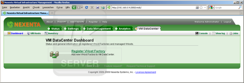 Datei:NexentaStor Screenshots 5-VM DataCenter-Dashboard.png