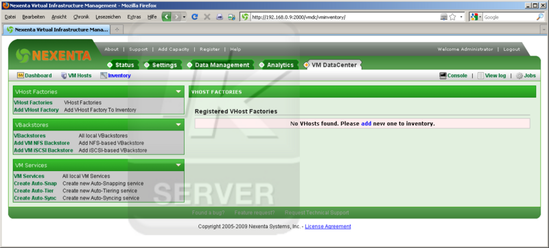 Datei:NexentaStor Screenshots 5-VM DataCenter-Inventory.png