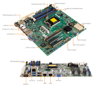 2HE Intel Single-CPU RI1203H Server - Mainboardbeschriftung
