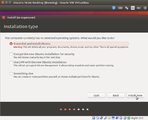 Select the radio button "Erase disk and install Ubuntu" and click Install Now.