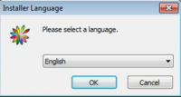 Wybór języka i kliknięcie na "OK".