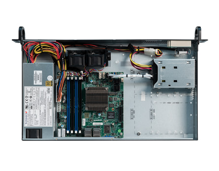1U Intel single-CPU RI1101A server - Internal view 1U Intel single-CPU RI1101A server - Internal view