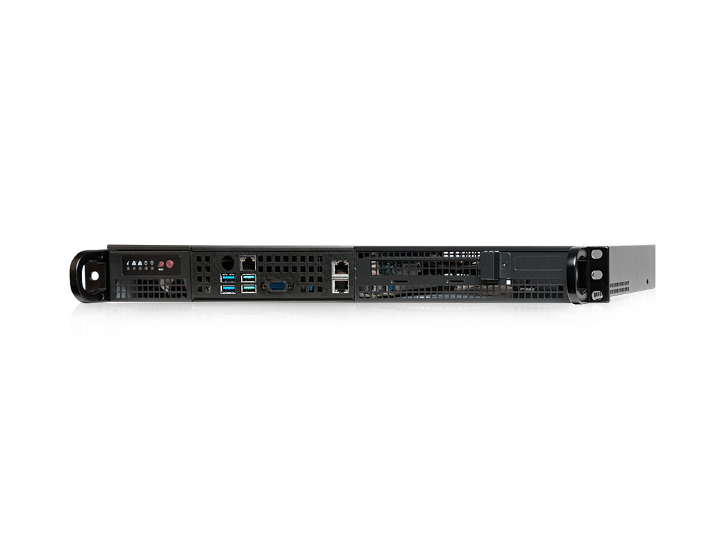 1U Intel single-CPU RI1101H-F server - Front view 1U Intel single-CPU RI1101H-F server - Front view