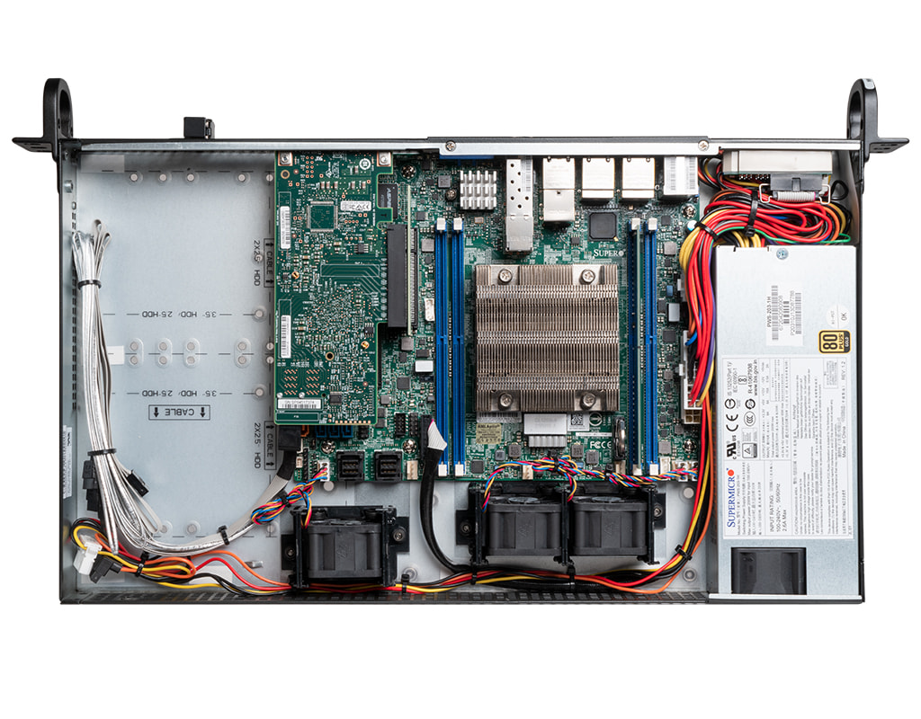 1U Intel single-CPU RI1102D-F server - Internal view 1U Intel single-CPU RI1102D-F server - Internal view