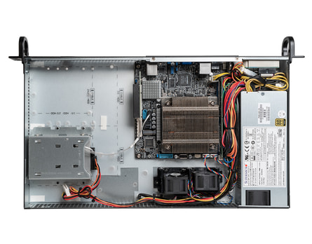 1U Intel single-CPU RI1101H-F server - Internal view 1U Intel single-CPU RI1101H-F server - Internal view