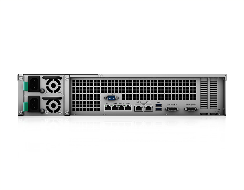 Synology RS3621XS+ NAS - Rear view