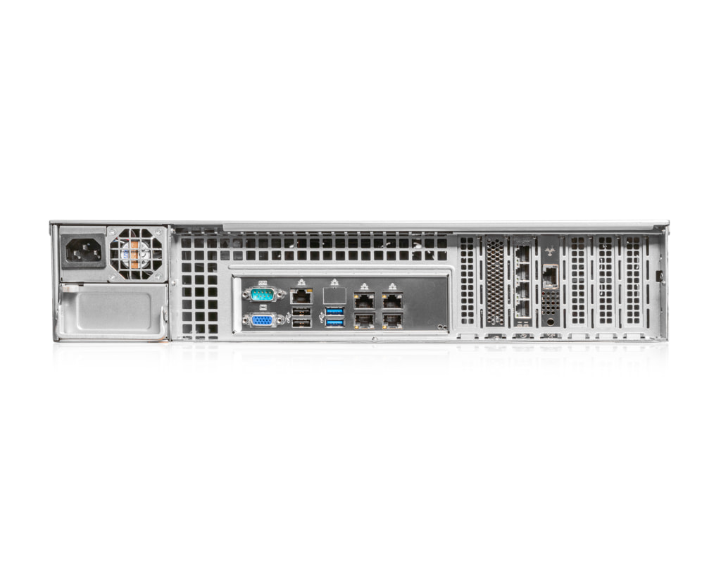 2U Intel single-CPU RI1208-SMXE server - Rear view