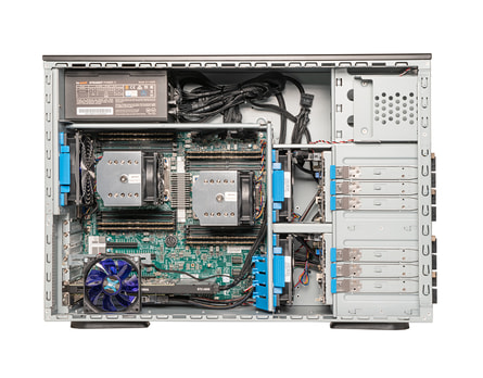 AMD dual-CPU TA208 tower server - Internal view