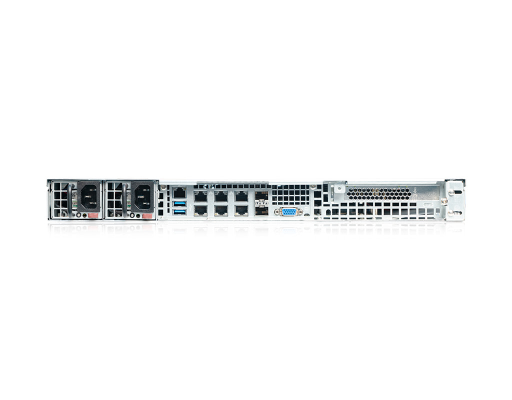 1U Intel single-CPU RI1104D server - Rear view