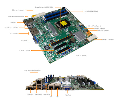 3HE Intel Single-CPU RI1316 Server - Mainboardbeschriftung Supermicro
