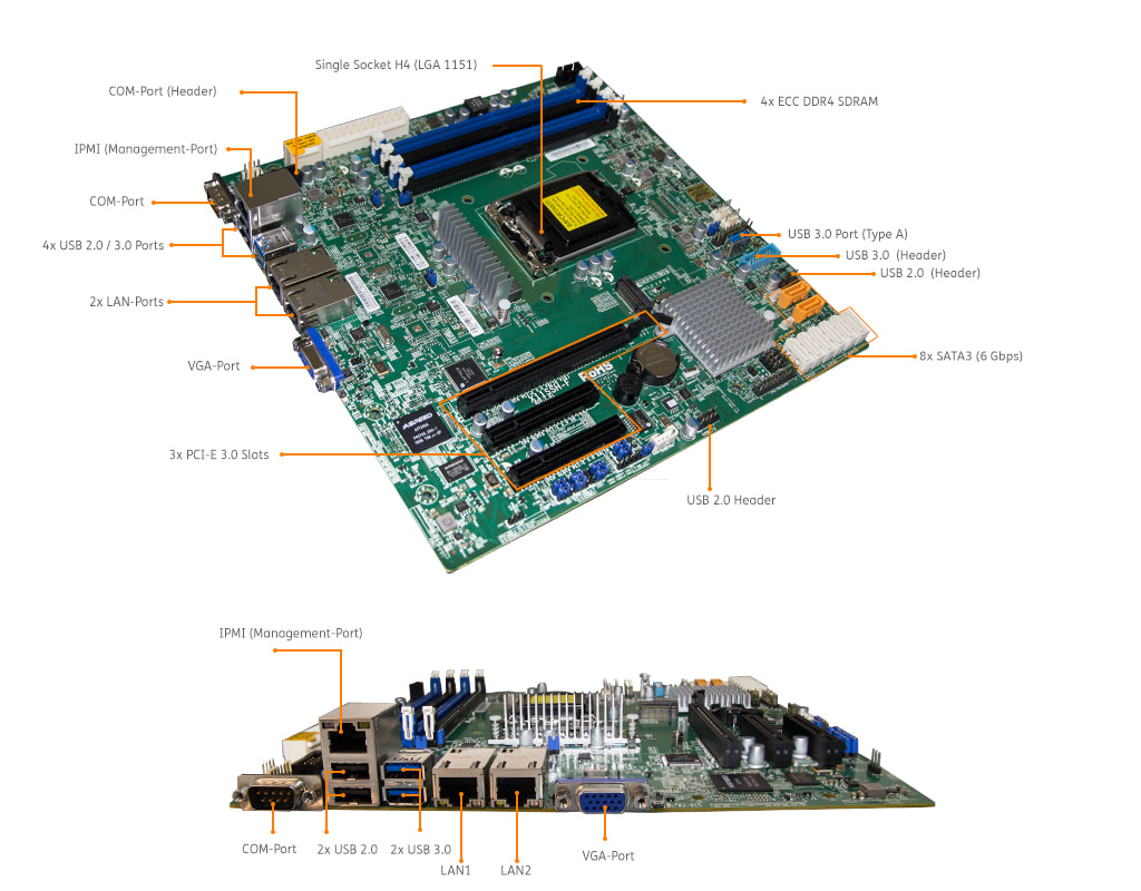 1U Intel Single-CPU RI1104H Server - Mainboard labeling Supermicro