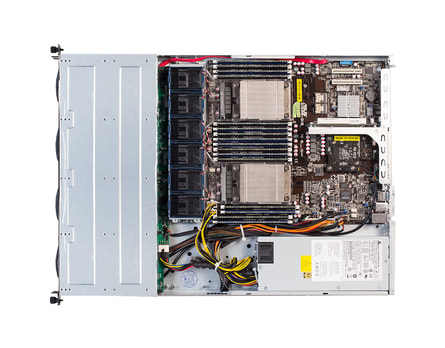 1U Intel Dual-CPU RI2104+ Server - Internal view
