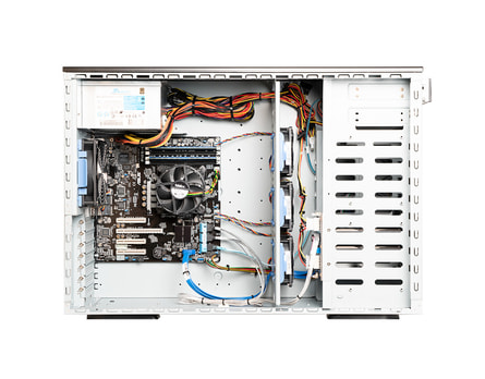 Server-Tower Intel Single-CPU TI120 - Innenansicht 650 Watt redundantes Netzteil Server-Tower Intel Single-CPU TI120 - Innenansicht 650 Watt redundantes Netzteil
