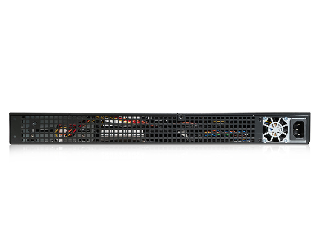 1U Intel single-CPU RI1101H-F server - back view 1U Intel single-CPU RI1101H-F server - back view