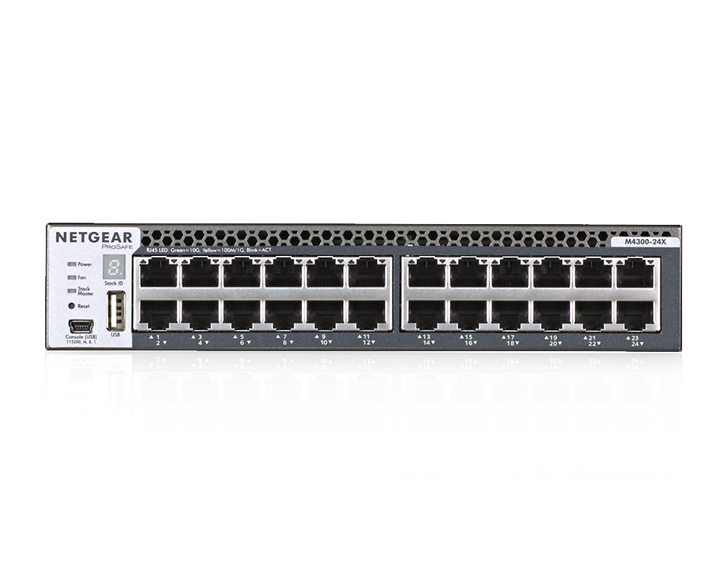 Netgear Fully Managed M4300 (SFP+/10GBASE-T) - 24 Port 10GE Switch Netgear M4300-24X (XSM4324CS) Netgear Fully Managed M4300 (SFP+/10GBASE-T) - 24 Port 10GE Switch Netgear M4300-24X (XSM4324CS)
