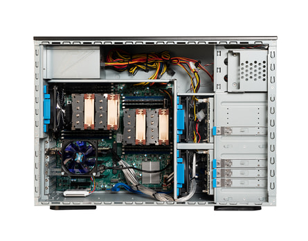 Intel dual-CPU TI208 tower server - Internal view