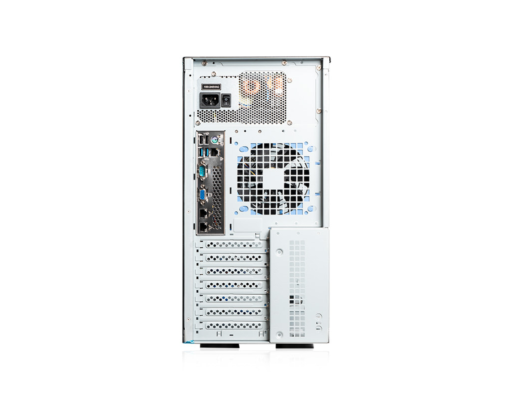 Server-Tower Intel Single-CPU TI120 - Rückansicht 650 Watt redundantes Netzteil Server-Tower Intel Single-CPU TI120 - Rückansicht 650 Watt redundantes Netzteil