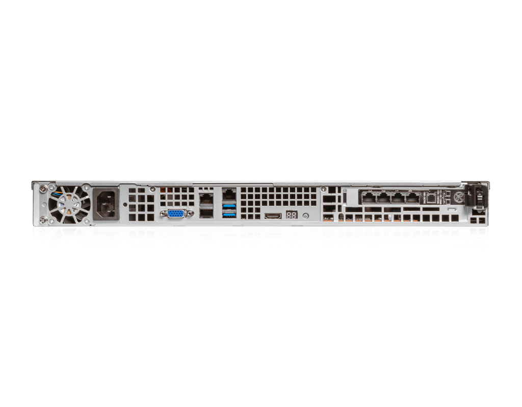 1U Intel single-CPU RI1102-SMXE server - Rear view
