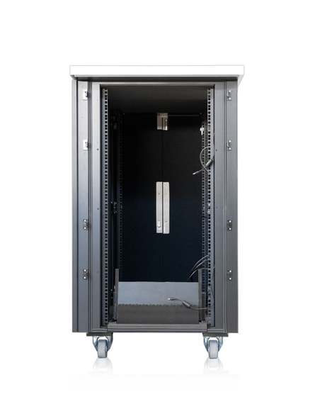 Sound insulated server cabinet 24U - Rear view open