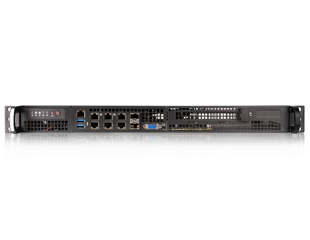 1U Intel single-CPU RI1102D-F server - Front view 1U Intel single-CPU RI1102D-F server - Front view