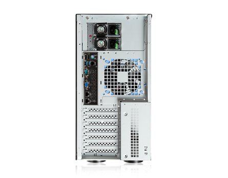 Server-Tower Intel Single-CPU TI120 - Rückansicht 2x 650 Watt redundantes Netzteil