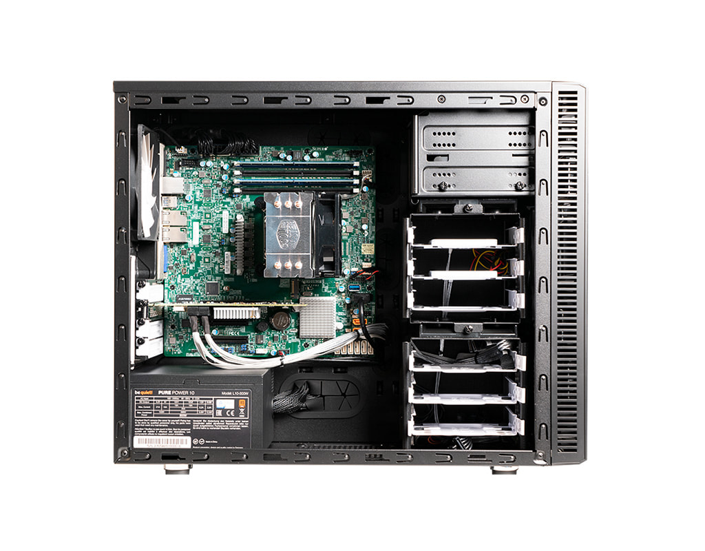 Server-Tower Intel Single-CPU TI106S - Innenansicht Supermicro Mainboard Server-Tower Intel Single-CPU TI106S - Innenansicht Supermicro Mainboard