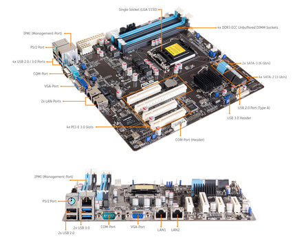 Server-Tower Intel Single-CPU TI120 - Mainboarbeschriftung