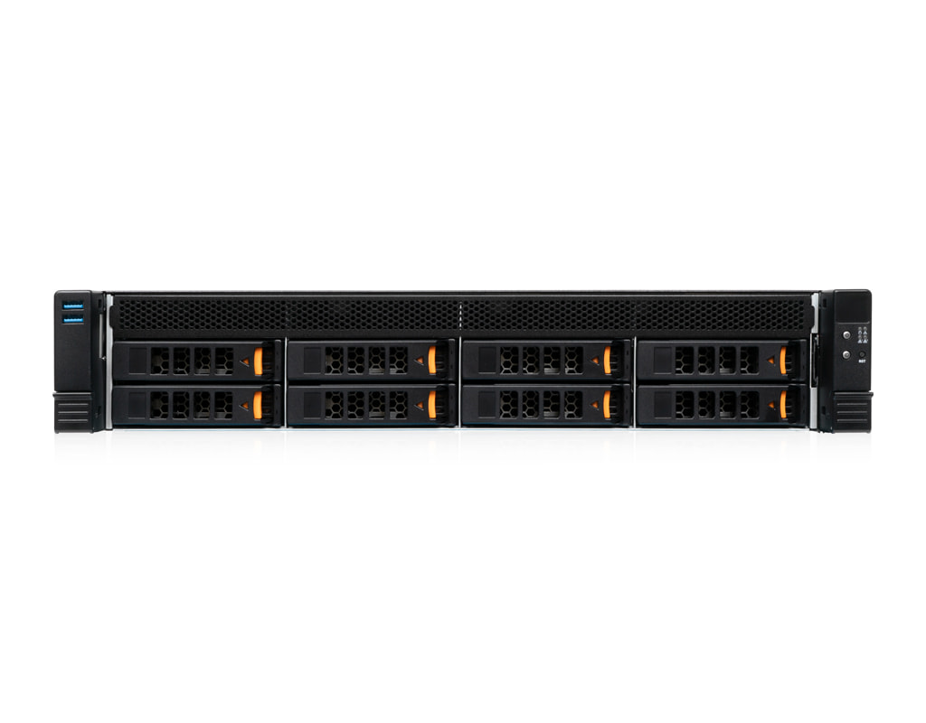 2HE Intel Single-CPU RI1208-AIXSN+ Server - Fontalansicht 2HE Intel Single-CPU RI1208-AIXSN+ Server - Fontalansicht
